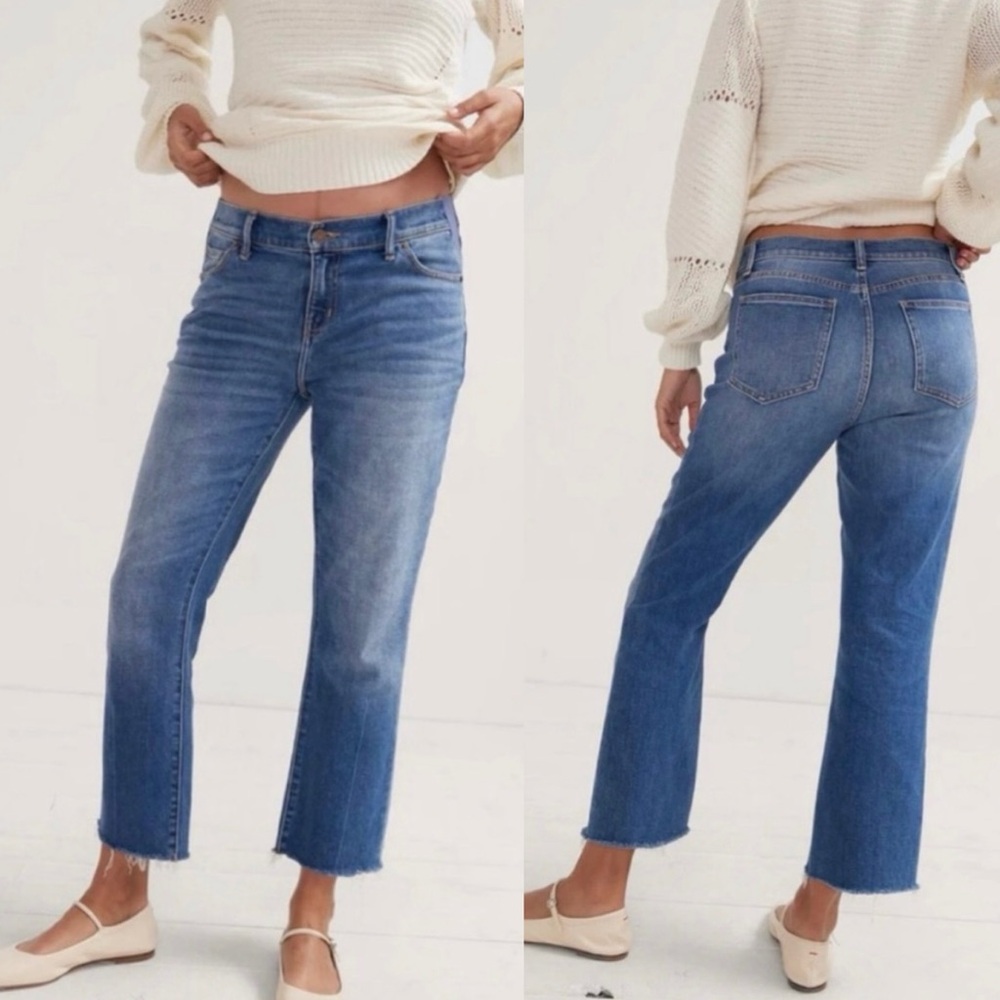 Hatch Maternity Jeans The Crop Under Belly Denim Medium Wash Raw Hem Size 29